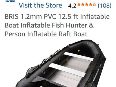 BRIS 10.8ft Inflatable Dinghy Boat, Black, Fishing/Motor Boat w/ Swivel Seats & Oars