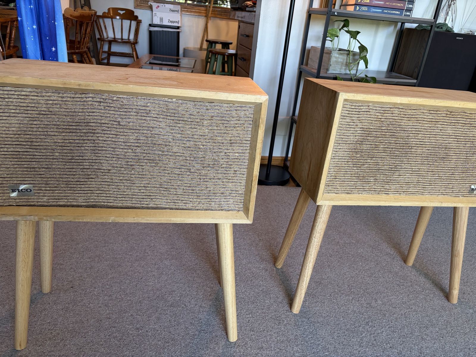 One of a kind - Handmade Vintage Speaker Side Tables - Set of 2