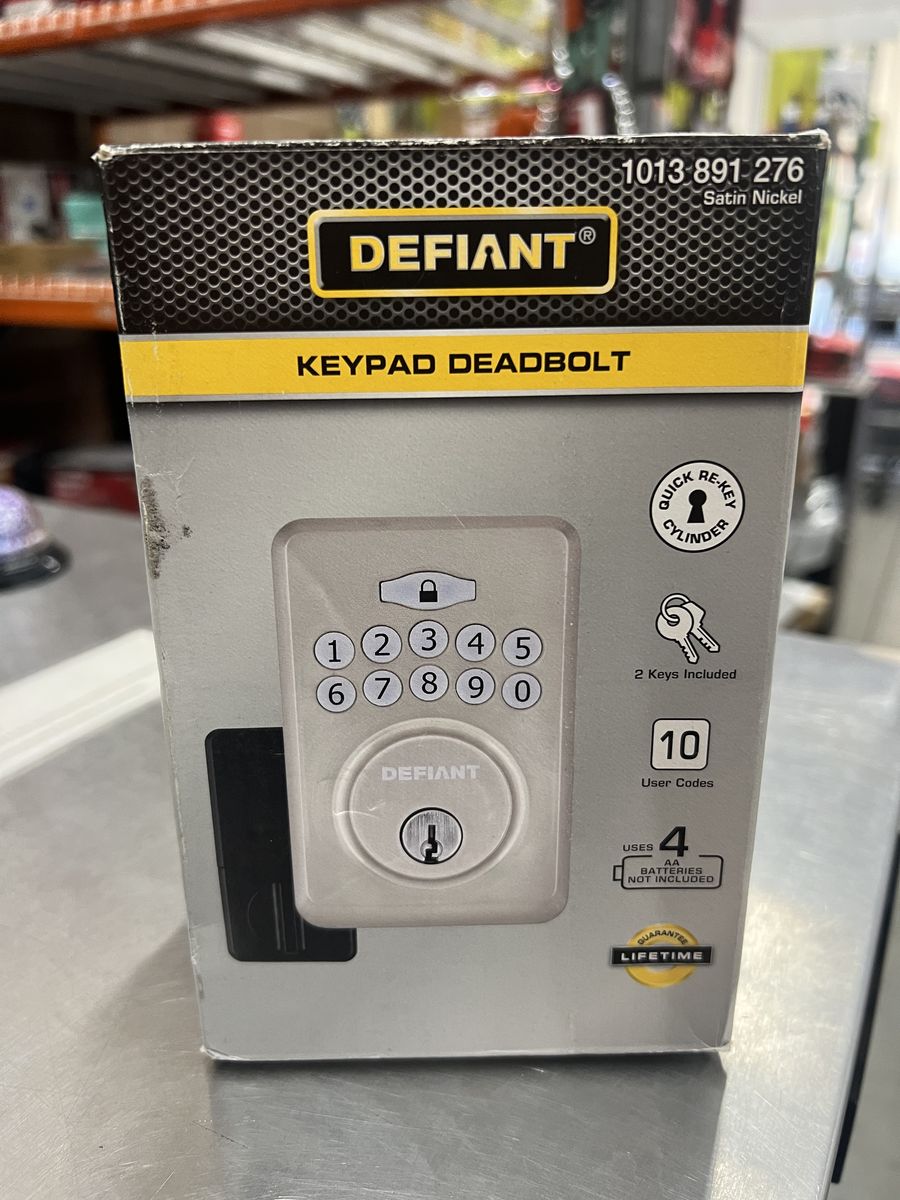 Defiant Radius Satin Nickel Single Cylinder Keypad Deadbolt Lock