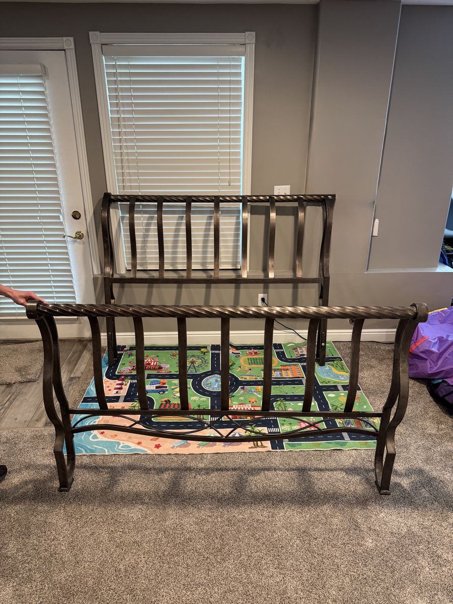 Bronze Metal Headboard and Footboard Set
