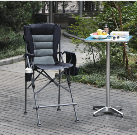 New  - Extra Tall Folding Chairs, Set of 2, Portable Bar Height, Foldable Director Chairs