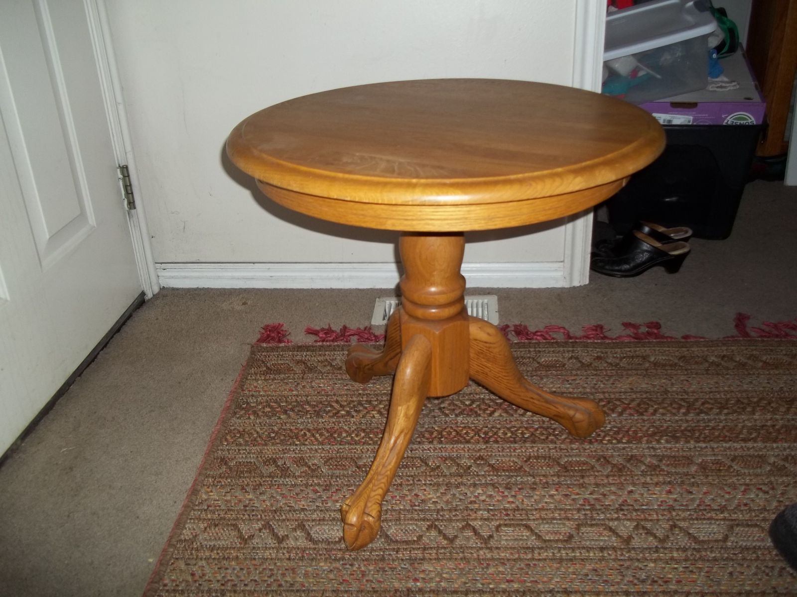 Solid Oak Round Side Table