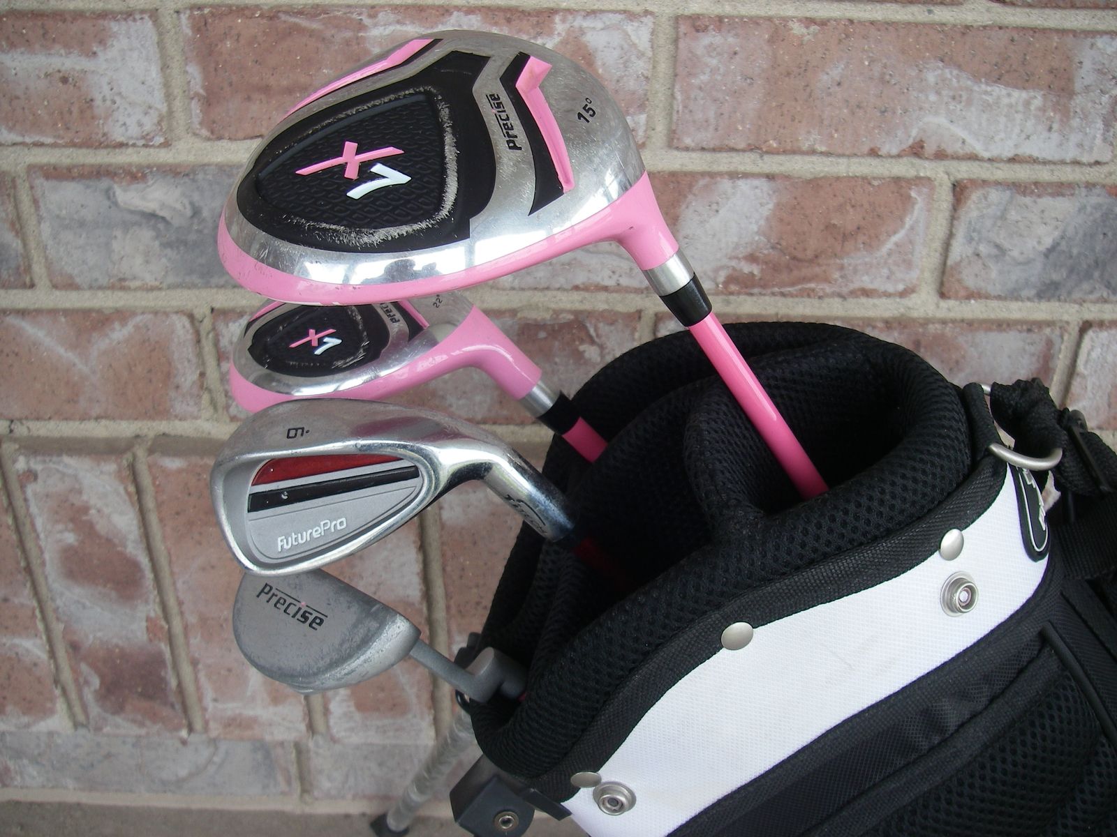 40"-43" Junior Girls 5-Piece, Pink PRECISE X-7 Golf Clubs Set, Hybrid, Graphite, Stand Bag, JR, RH