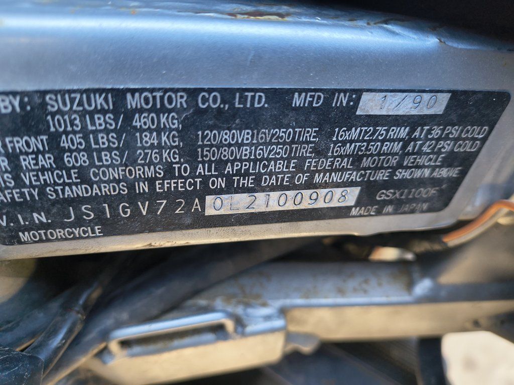1990 Suzuki GSX1100F Katana Motorcycle - Runs, Burgundy, 29000 miles