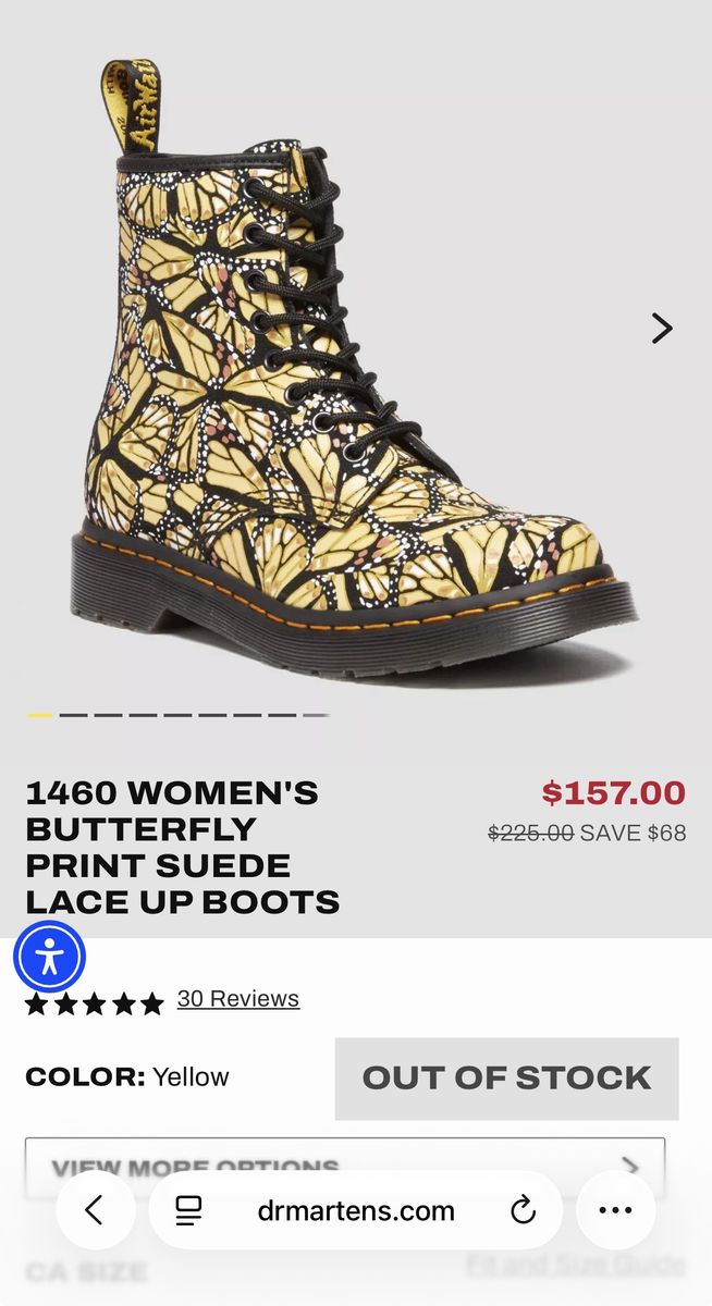 New Dr Martens 1460 WOMEN'S BUTTERFLY PRINT SUEDE LACE UP BOOTS