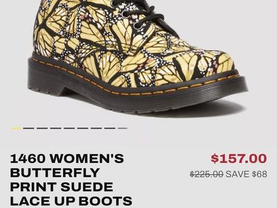 New Dr Martens 1460 WOMEN'S BUTTERFLY PRINT SUEDE LACE UP BOOTS