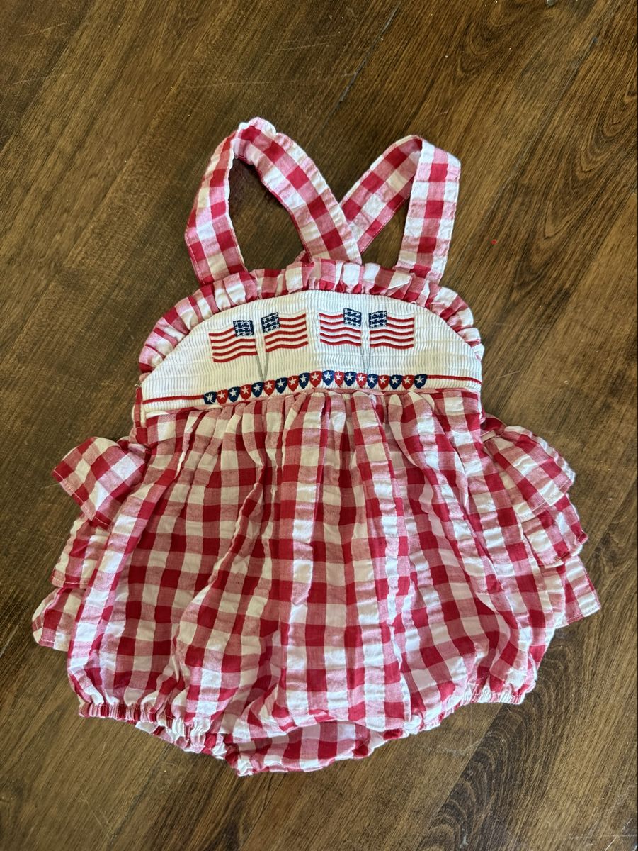 New smocked American flag romper size 18 months