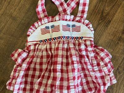 New smocked American flag romper size 18 months