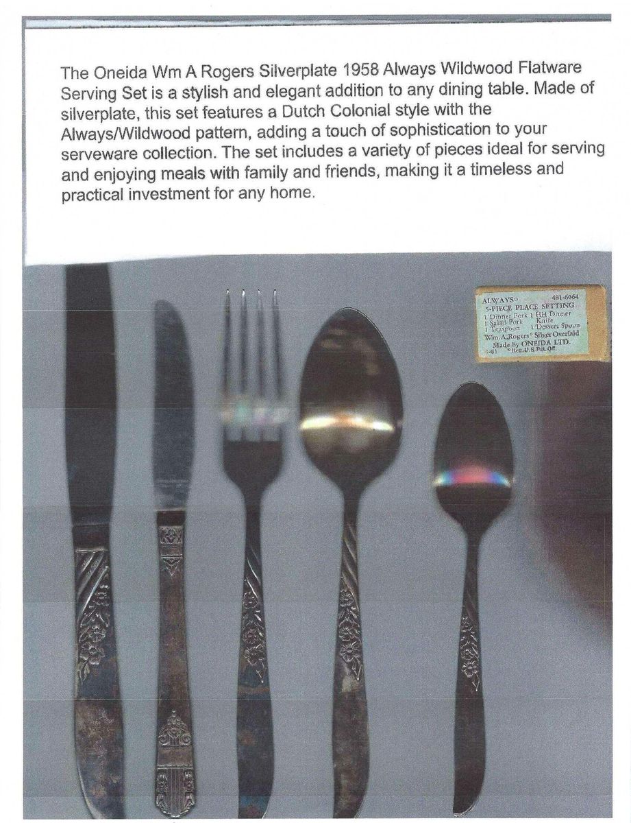Wm. A. Rogers 5 piece place setting Vintage, Flatware, or Silverware