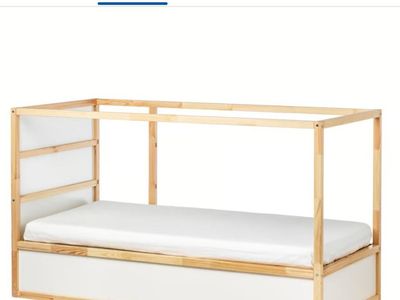 IKEA KURA Reversible Loft Bed Frame - Pine/White, Twin Size, Versatile Kids Bed