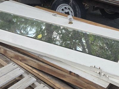 Vintage White Wood & Glass Panel Door w/ Crystal Knob - Architectural Salvage