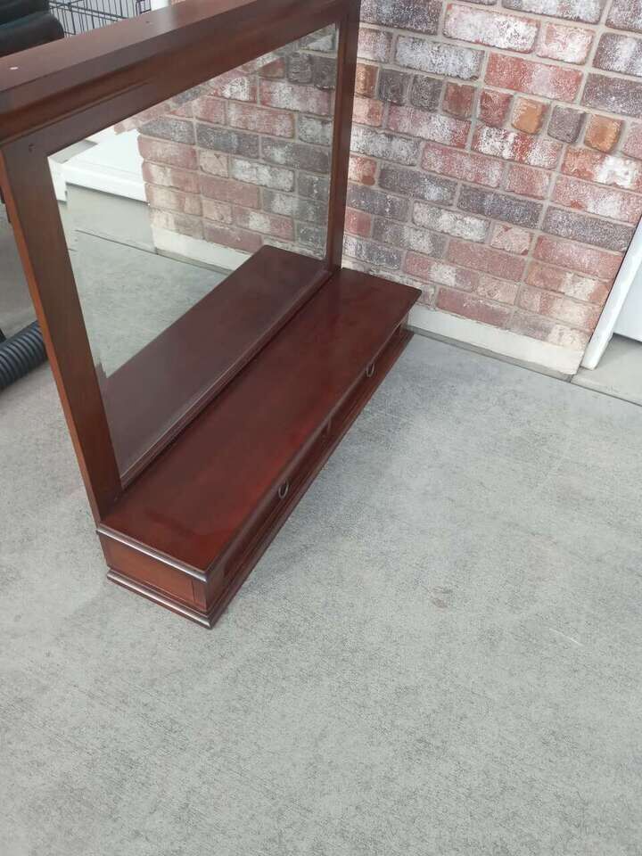 Beautiful cherry wood chest / deck mirror with drawers. Excellent shape.  38" high and 49" wide  801-441-8632