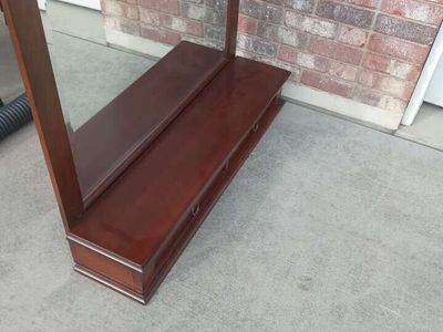 Beautiful cherry wood chest / deck mirror with drawers. Excellent shape. 38" high and 49" wide 801-441-8632