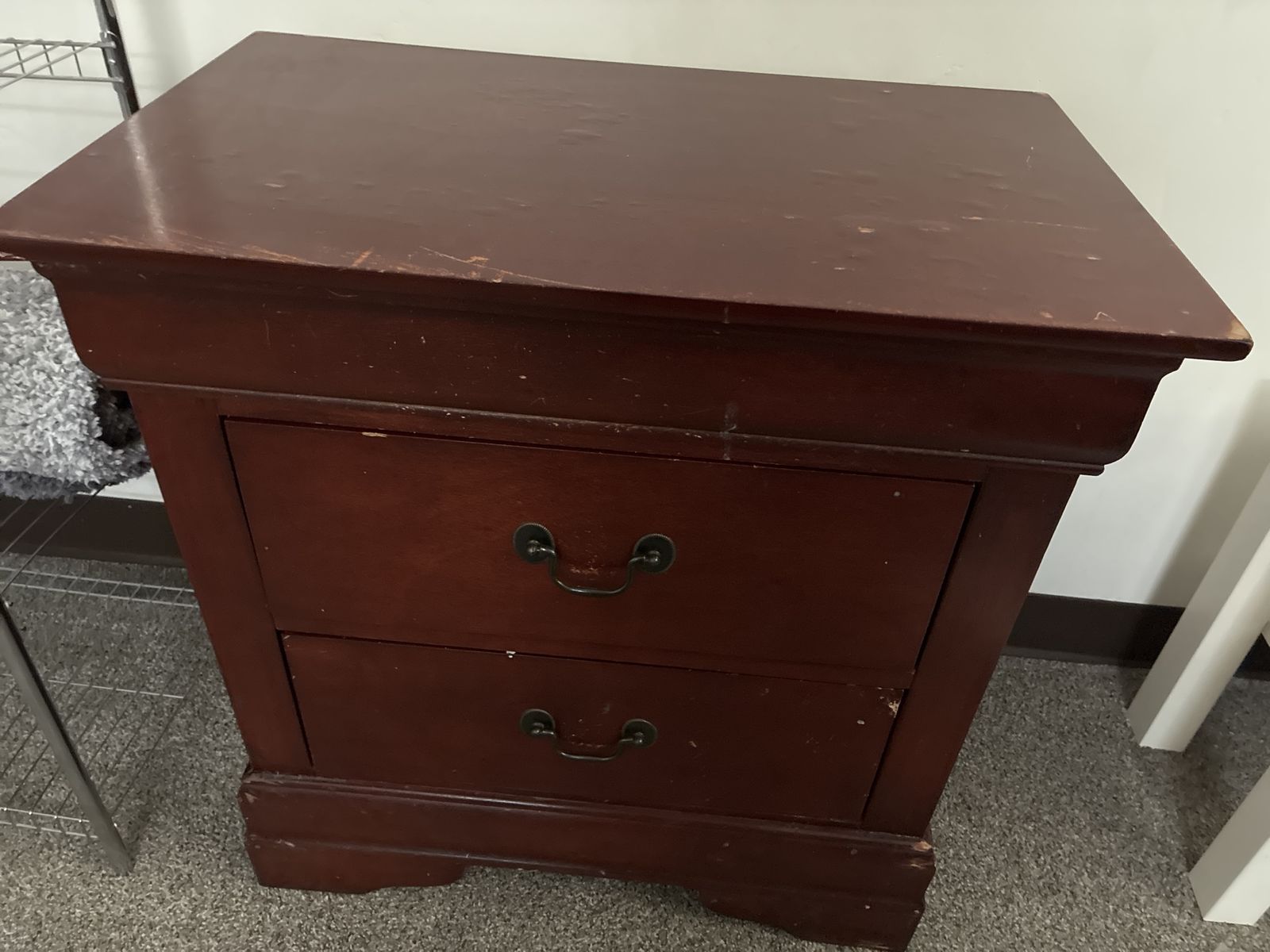 Wood 2-Drawer Nightstand / End Table - Dark Cherry Finish