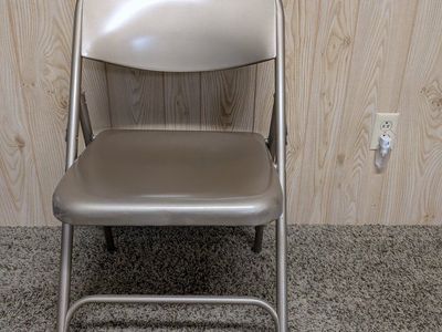 Folding Chair, Tan/Beige Metal, Portable Seating for Events, Parties, or Extra Guests - set of 4 chairs