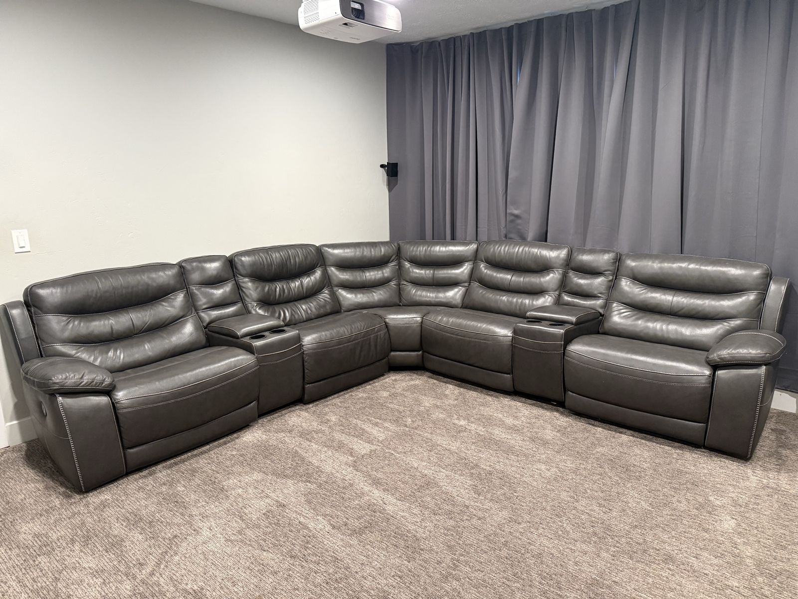 Leather Sectional  Power Recliner