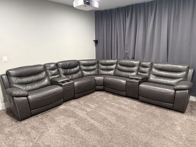 Leather Sectional Power Recliner