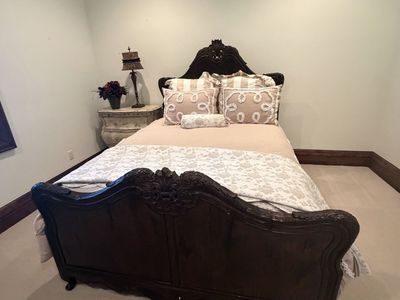 Queen Ornate Carved Wood Bed Frame - Dark Finish