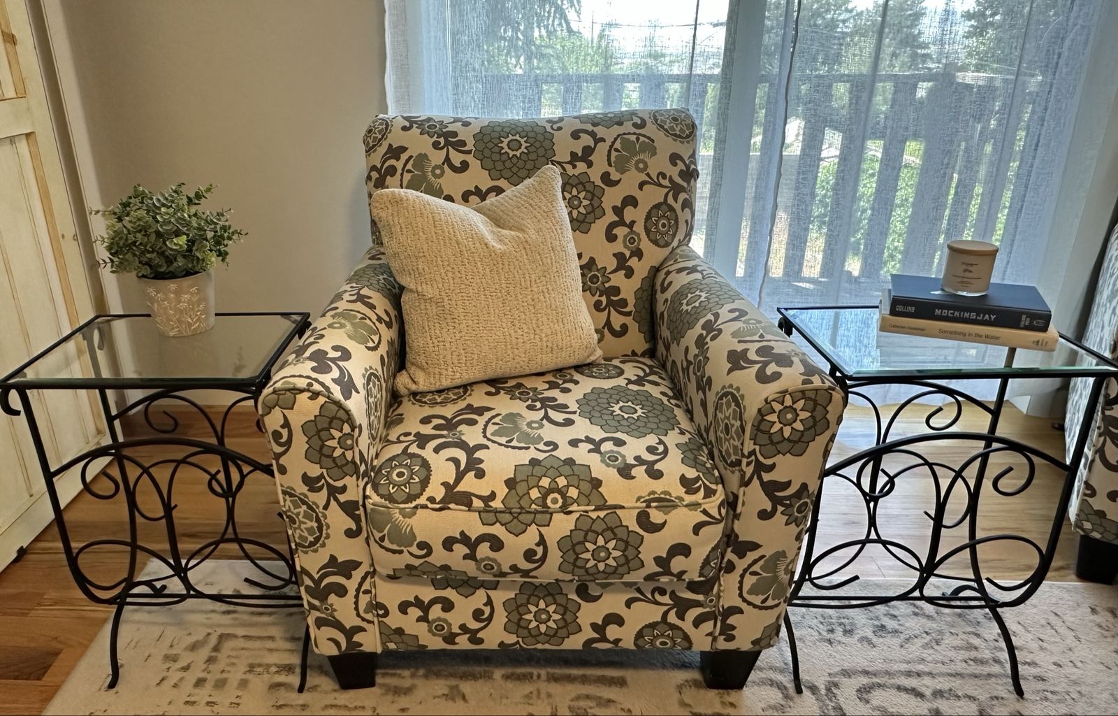 Wrought Iron with Glass Top Side Tables