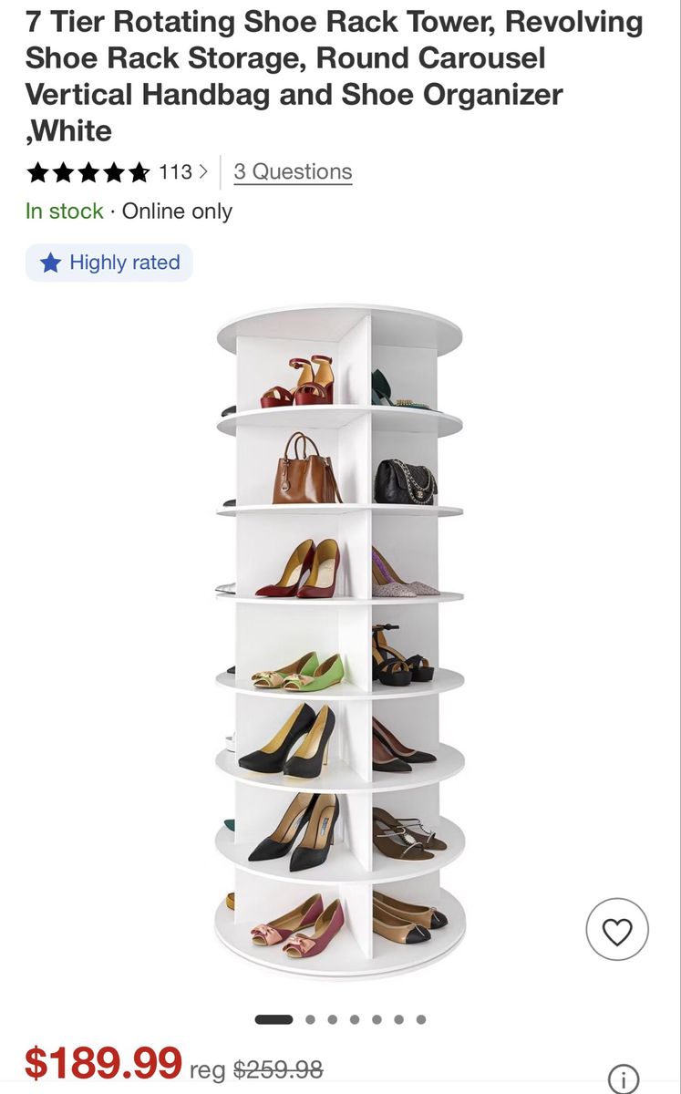 New 7-Tier Rotating Shoe Rack Tower - 360° Spinning Closet Organizer