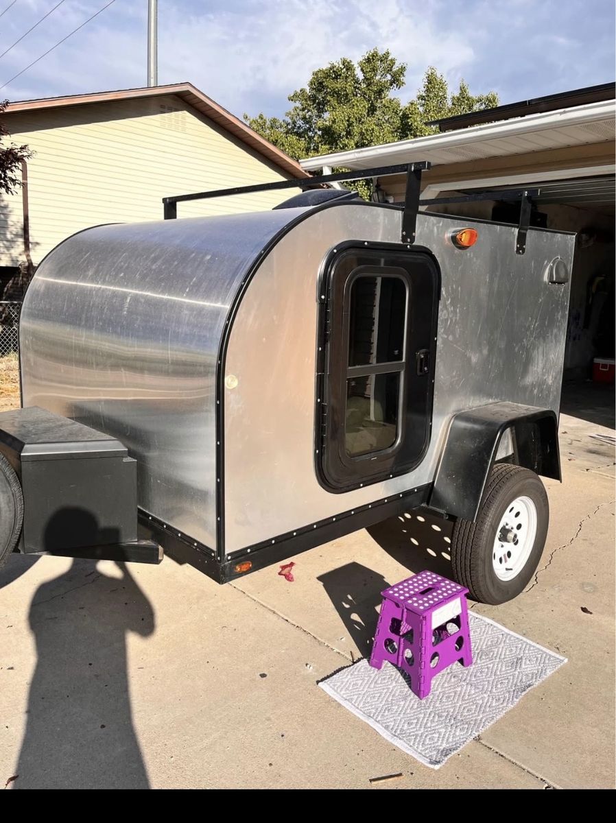 Custom Built Teardrop Travel Trailer - Compact Camper with AC, USB/12V Outlets, Roof Rack