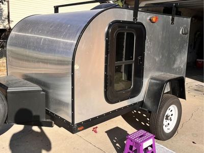 Custom Built Teardrop Travel Trailer - Compact Camper with AC, USB/12V Outlets, Roof Rack