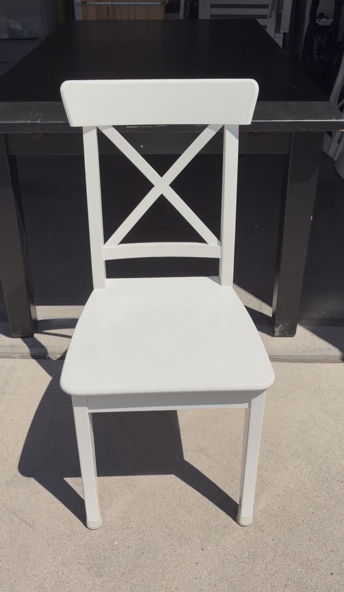 White Wooden Dining Chair with Cross-Back