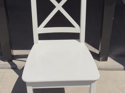 White Wooden Dining Chair with Cross-Back