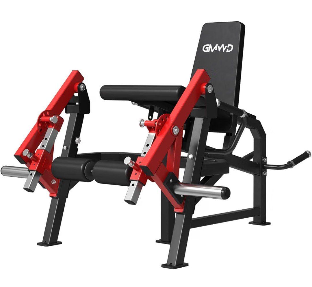 GMWD LE03 Plate Loaded Leg Machine Home Gym, Red/Black, Exercise Bench with Leg Extension/Curl