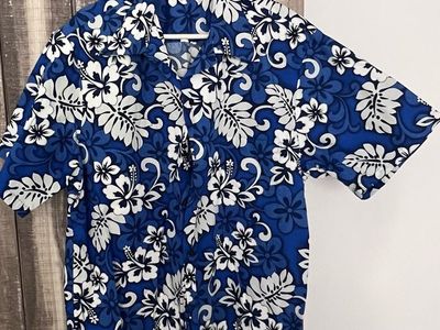 Forever Paradise Hawaii Blue Floral Hawaiian Shirt XL 100% Cotton