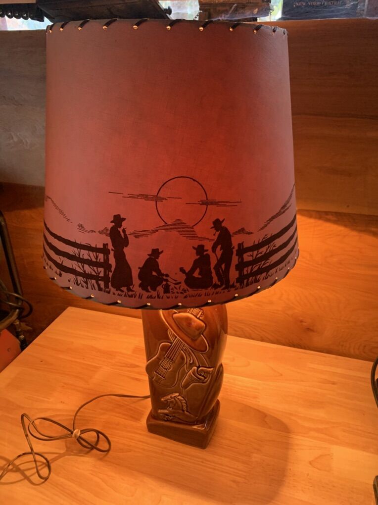 Vintage Midcentury cowboy Themed MCM Lam