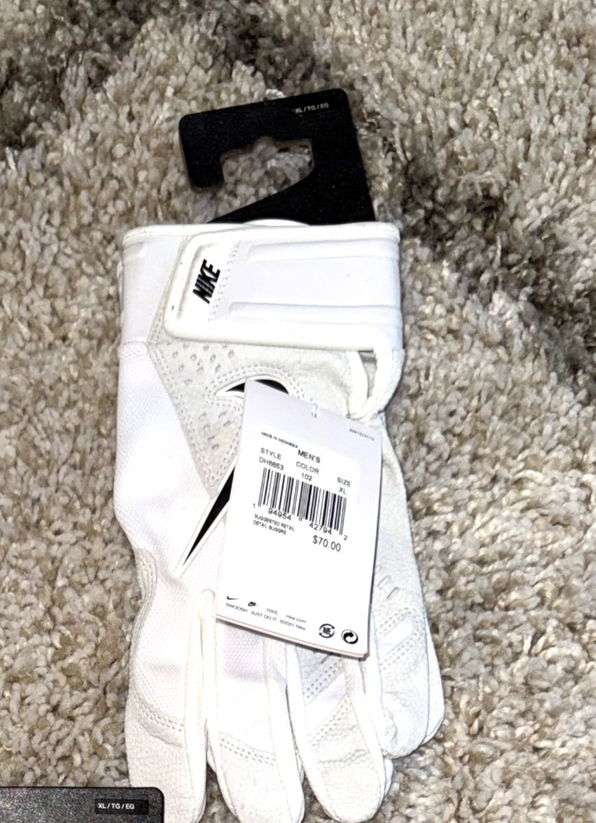 Nike Men's White XL Baseball Batting Gloves DH6653