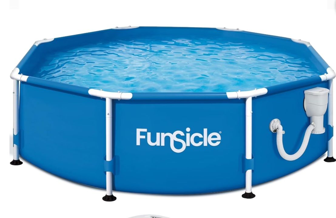 New in Box Funsicle 8'x30" Outdoor Activity Round Frame Above Ground Swimming Pool Set