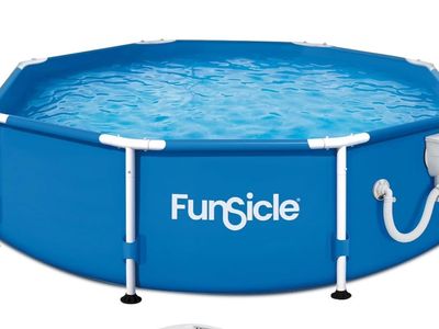 New in Box Funsicle 8'x30" Outdoor Activity Round Frame Above Ground Swimming Pool Set