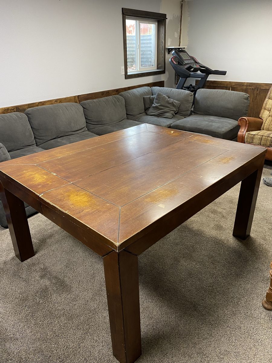 Solid Wood Square Dining Table - Dark Brown, Sturdy Construction