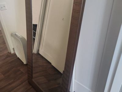 Large Floor Mirror with Textured Bronze Metal Frame