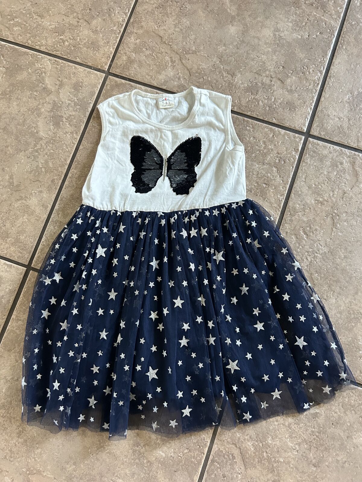 7/8 Girls Dresses Flip Sequin Heart, Short Sleeve Girl Dress