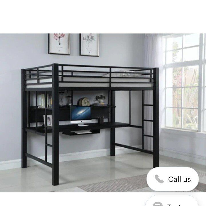 black loft bed with desk underneath