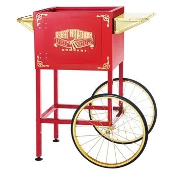 Great Northern Popcorn Company Red Popcorn Machine Cart 31.1"W x 35.4"H, Storage Compartment