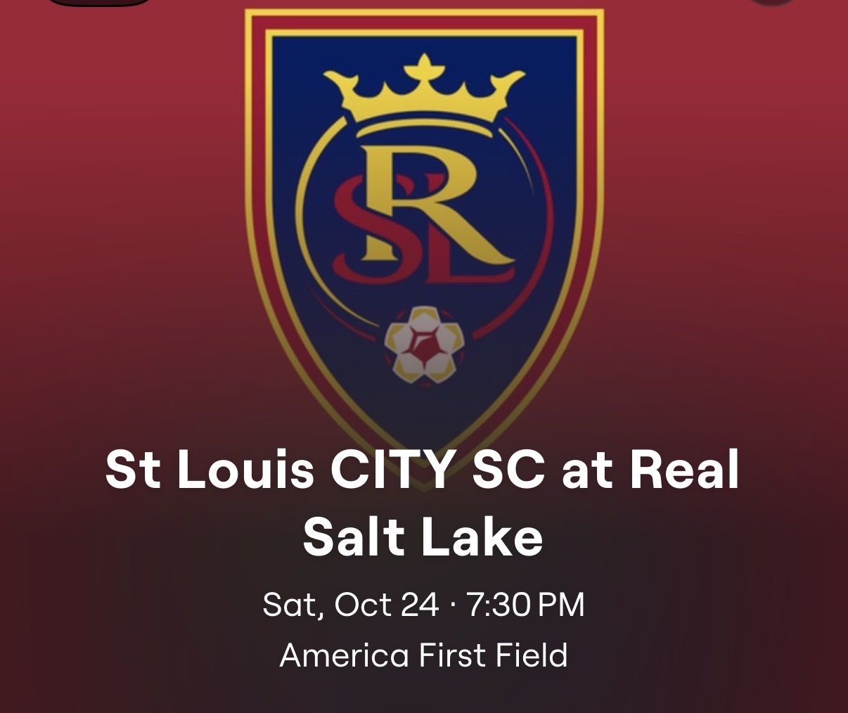2 Real Salt Lake vs St. Louis CITY SC Tickets - Oct 24, America First Field, Section 235 Row J