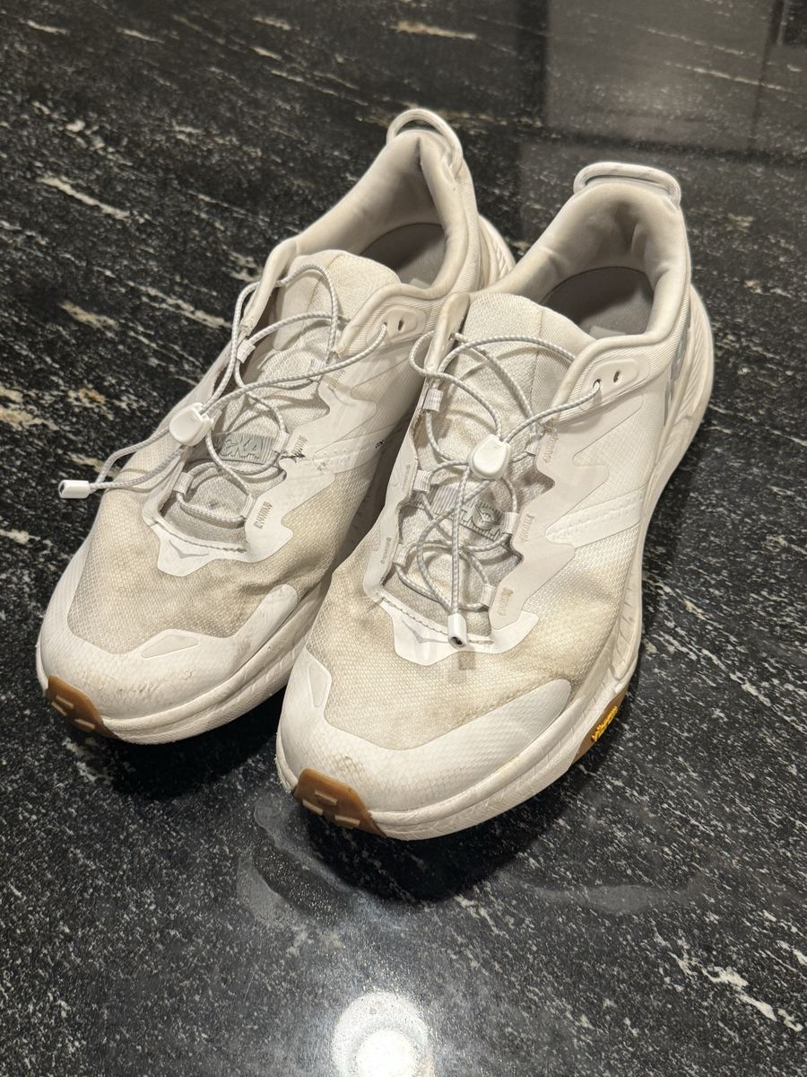 Hoka One One Mens Sport Trans White Running Shoes with Vibram Soles - Size 12