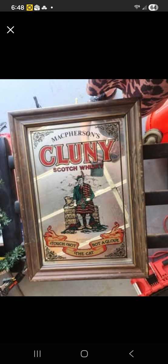 Vintage Macpherson's Cluny Scotch Whisky bar mirror