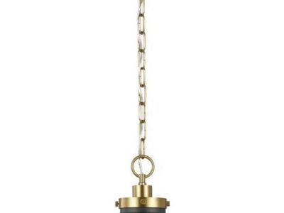 Generation Lighting Wellfleet Medium Wide Pendant Midnight Black and Burnished Brass Finish