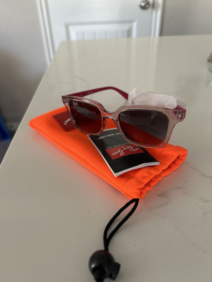 Ray-Ban Translucent Pink Frame Sunglasses with Pouch and Booklet