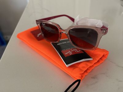 Ray-Ban Translucent Pink Frame Sunglasses with Pouch and Booklet