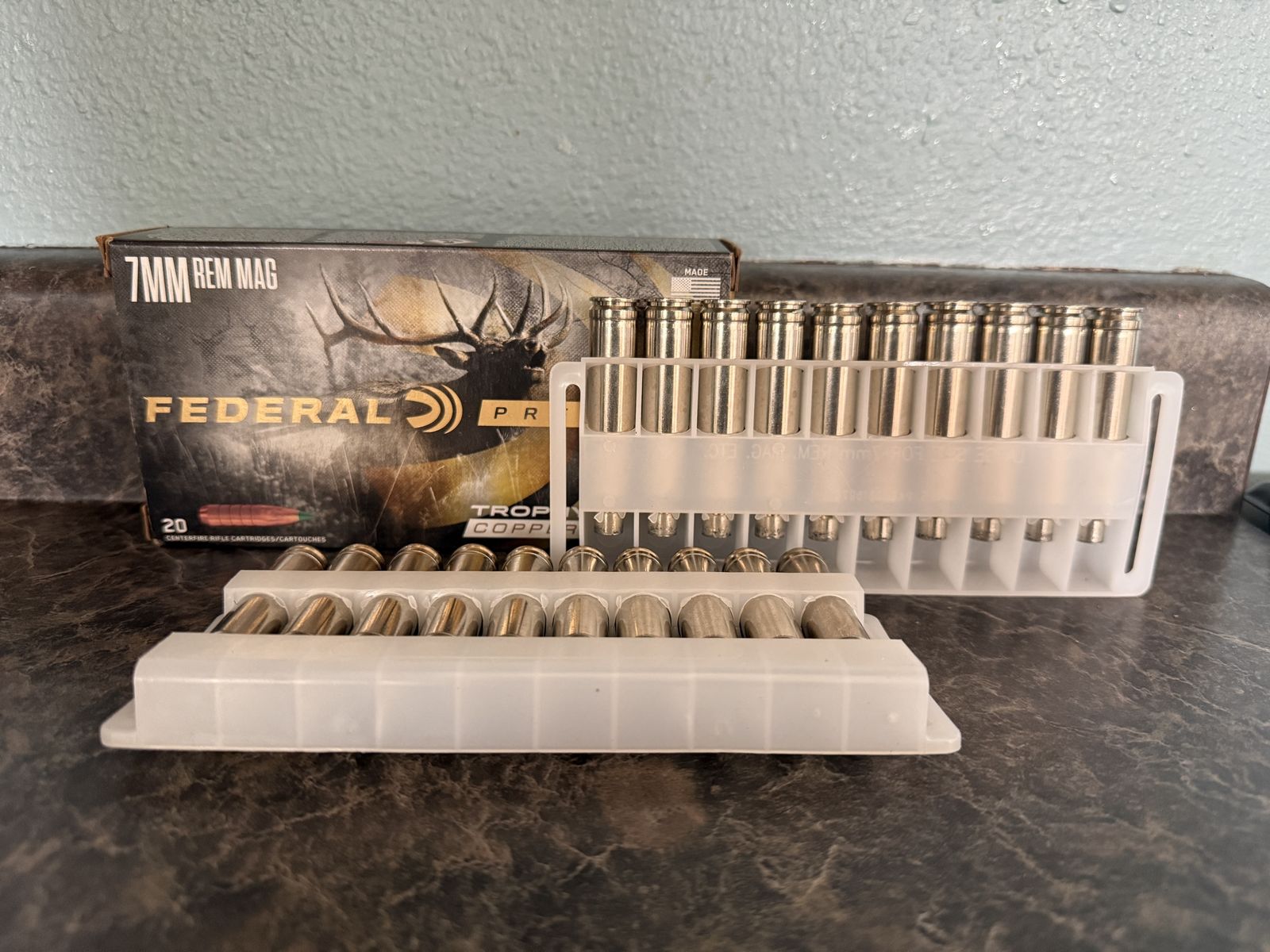 Once fired 7mm Remington Magnum Nickel brass (500)