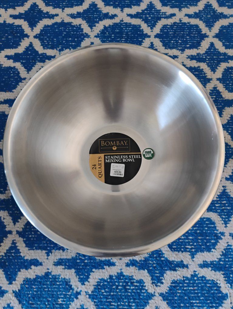 New!Bombay 24 Quart Stainless Steel Mixing Bowl - Food Safe