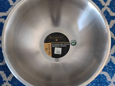 New!Bombay 24 Quart Stainless Steel Mixing Bowl - Food Safe