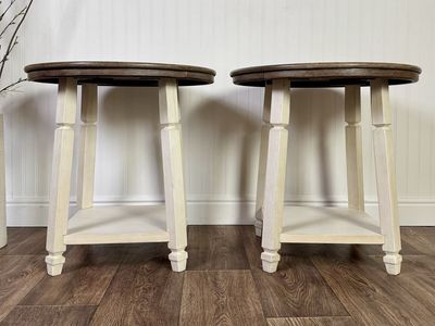 Pair Two-Tone Modern Farmhouse Side Tables