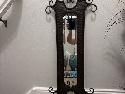 Wrought Iron Scroll Wall Mirror Bronze Vintage Accent